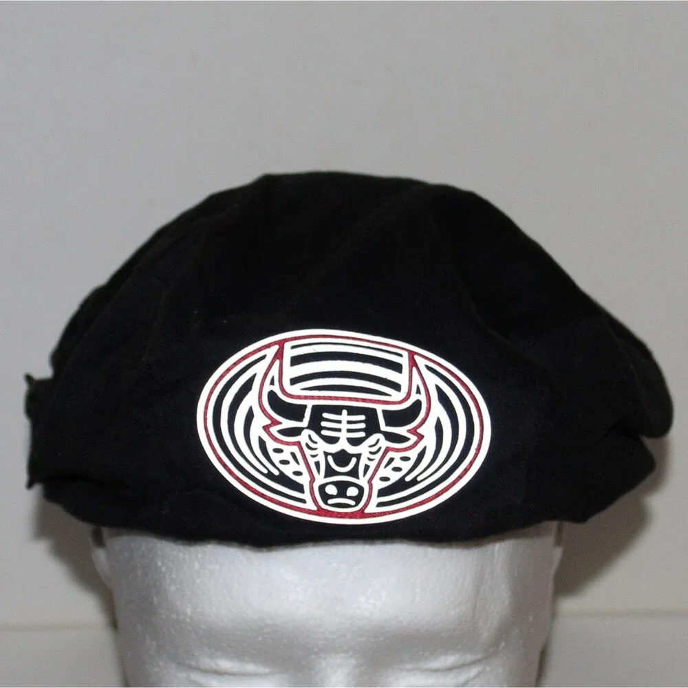 rare Vintage Chicago Bulls Adidas Flat Cap hat NBA black cotton canvas logo